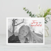 フラットホリデーフォトクリスマスキッズ，世界に喜び シーズンカード (スタンド正面)
