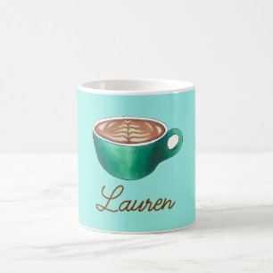 フラットホワイトラテカプチーノコーヒパーソナライズされたー コーヒーマグカップ