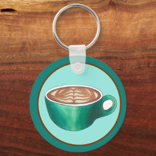 フラットホワイトラテカプチーノコーヒーショップハウスカフェ キーホルダー