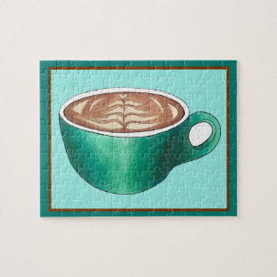 フラットホワイトラテカプチーノコーヒーショップハウスカフェ ジグソーパズル