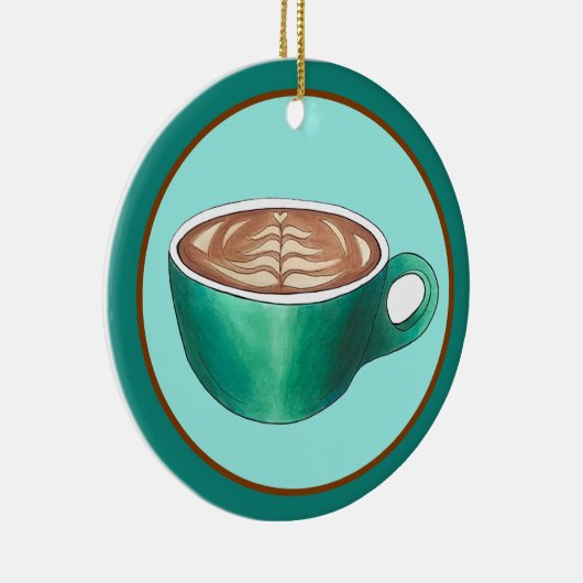 フラットホワイトラテカプチーノコーヒーショップハウスカフェ セラミックオーナメント (右)