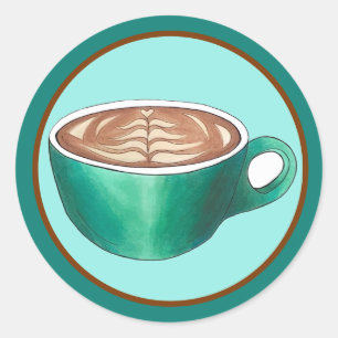 フラットホワイトラテカプチーノコーヒーショップハウスカフェ ラウンドシール