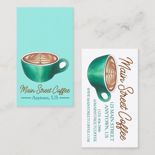 フラットホワイトラテカプチーノコーヒーショップハウスカフェ 名刺 (正面/裏面)