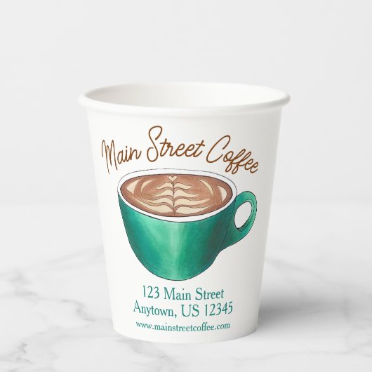 フラットホワイトラテカプチーノコーヒーショップハウスカフェ 紙コップ (正面)