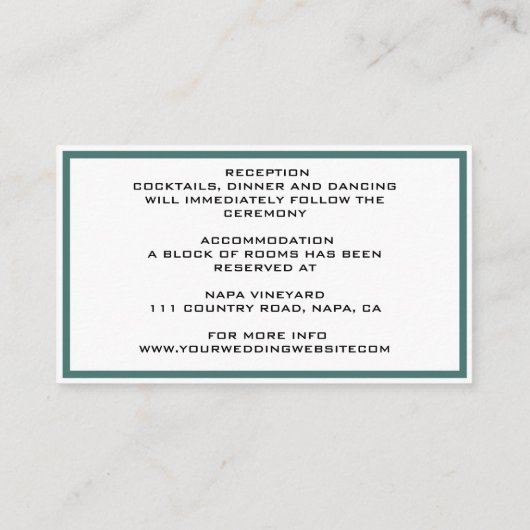 フラットボエレガントタニカルモダングリーン エンクロージャーカード (裏面)