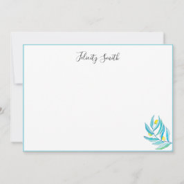 フラットボエレガントタニカルモダンレモンノートカード サンキューカード