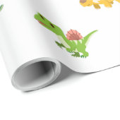 フラットミニマル可愛い恐竜オンホワイト ラッピングペーパー (ロールコーナー)