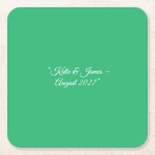 フラットミントグリーンの背景 - ウェディングデザイン スクエアペーパーコースター (正面)