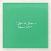 フラットミントグリーン結婚背景 – のデザイン ガラスコースター (正面)