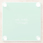 フラットミントグリーン結婚背景 – のデザイン ガラスコースター (裏面)