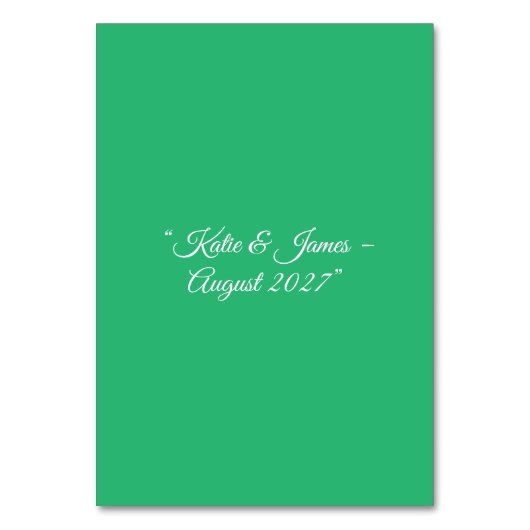 フラットミントグリーン結婚背景 – のデザイン テーブルナンバー (正面)