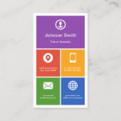 フラットメトロスタイルデザイン - 現代的なカラフルなタイル 名刺 (裏面)