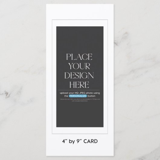 フラットメニュカスタムーカード – 4x9インチ メニュー (正面)