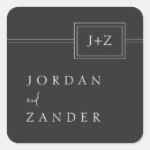 フラットモダンブラックミニマリストモノグラム結婚ズ スクエアシール (正面)