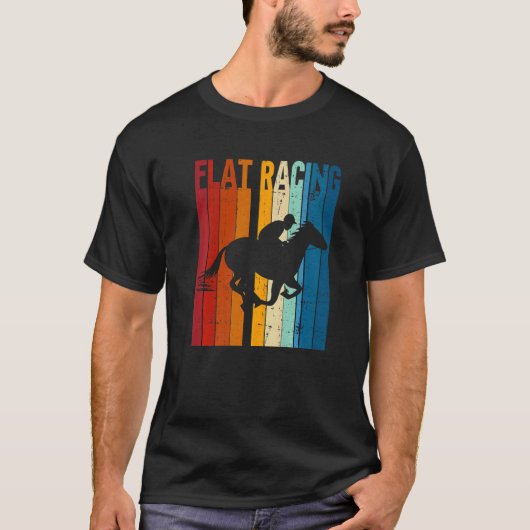 フラットレース レトロ 競馬 馬術 Tシャツ (正面)