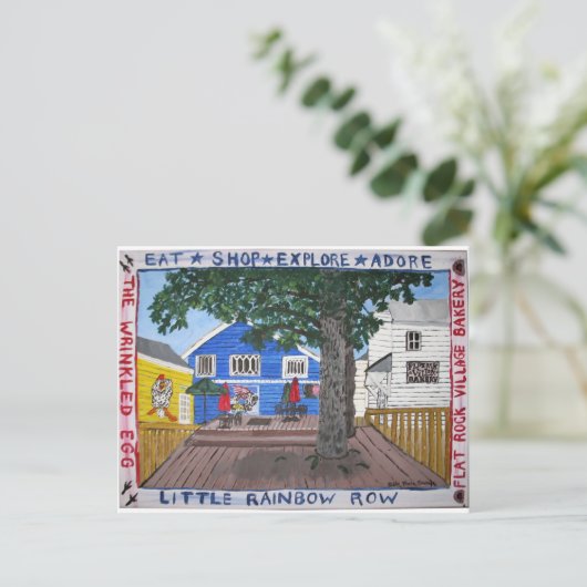 フラットロックNCの小さな虹の列のバックデッキ ポストカード (スタンド正面)