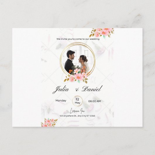 フラット招待状, サイズ: 5" x 7", 紙: マット仕上げ,  案内ポストカード (正面)