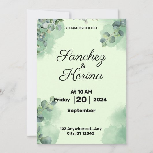 フラット招待状、サイズ： 5" x 7"、紙: Matte、Enve 招待状 (正面)