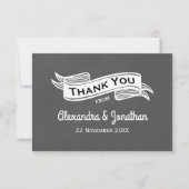 フラット石板グレーチョークスタイル結婚ズサンキューカード サンキューカード (正面)