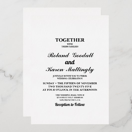 フラット結婚ズ 箔招待状 (正面/裏面)