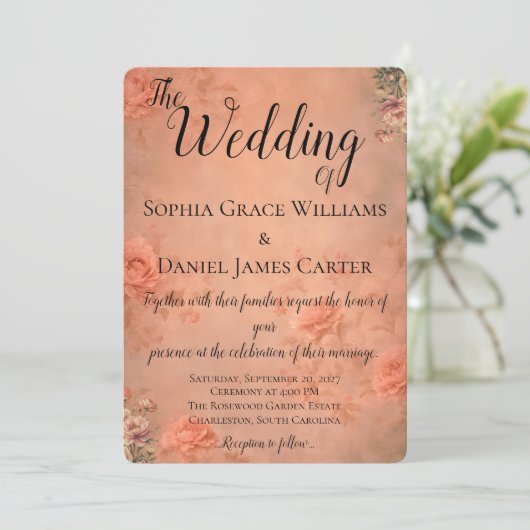 フラット結婚式招待状カード 招待状 (スタンド正面)