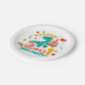 フラット1thバースデーディノパーティー カラフル ペーパープレート (アングル)