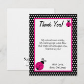 フラット サンクスカード ブラック 春の時間 レディバグ 招待状 (正面/裏面)