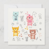 フラット サンクス カード : かわいい猫たち (正面)