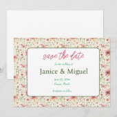 フラット フラワーのトンボの結婚式のSave The Dateカード セーブザデート (正面/裏面)