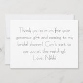 フラット ブライダルシャワー 感謝カード ピンクの花 (裏面)