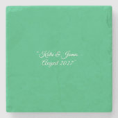 フラット ミントグリーン背景 – 結婚式 デザイン ストーンコースター (正面)