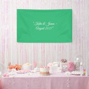 フラット ミントグリーン背景 – 結婚式 デザイン 横断幕