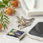 フラッドプレーン上のフレモントコットンウッドの葉 キーホルダー (側面)