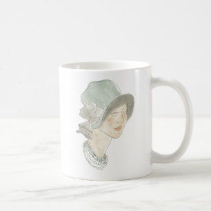 フラッパーのファッションのスケッチ-帽子を持つ女性 コーヒーマグカップ