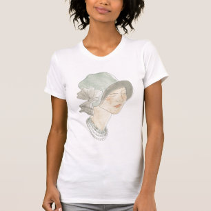 フラッパーのファッションのスケッチ-帽子を持つ女性 Tシャツ