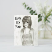 フラッパーの女の子の新年の招待 招待状 (スタンド正面)