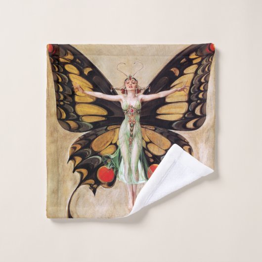 フラッパーの女の子の蝶への変態1922 ウォッシュタオル (ウォッシュタオル)