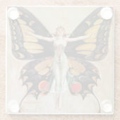 フラッパーの女の子の蝶への変態1922 ガラスコースター (裏面)