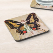 フラッパーの女の子の蝶への変態1922 コースター (左側)
