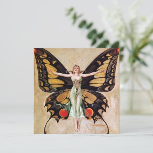 フラッパーの女の子の蝶への変態1922 シーズンカード (スタンド正面)