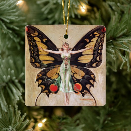 フラッパーの女の子の蝶への変態1922 セラミックオーナメント (ツリー)