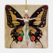 フラッパーの女の子の蝶への変態1922 セラミックオーナメント (裏面)