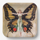 フラッパーの女の子の蝶への変態1922 ペーパープレート (正面)