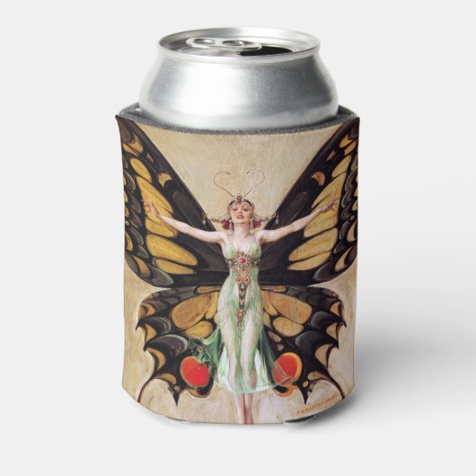 フラッパーの女の子の蝶への変態1922 缶クーラー (缶裏面)