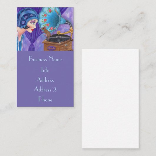 フラッパーの女の子は20代のマウス蓄音機 名刺 (正面/裏面)