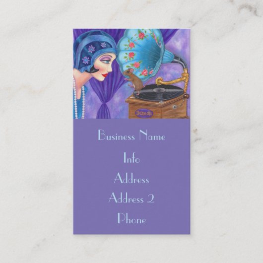 フラッパーの女の子は20代のマウス蓄音機 名刺 (正面)