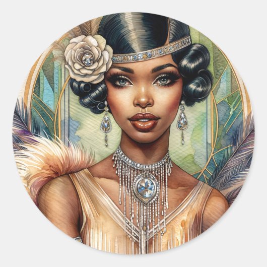 フラッパーの女性が20代の魅力を叫ぶ ラウンドシール (正面)