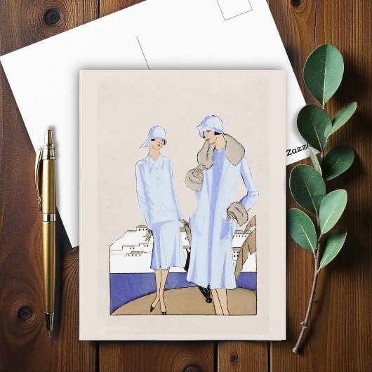 フラッパーの女性 シーズンポストカード