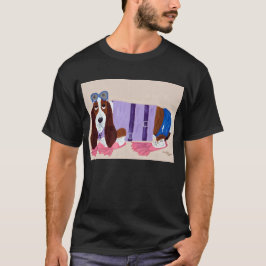 フラッパーを付けたバセットハウンドTシャツ Tシャツ