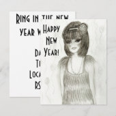 フラッパーガールの新年招待状 招待状 (正面/裏面)